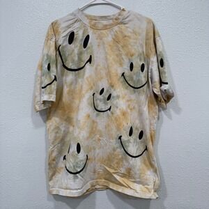 MARKET Smiley Shibori Tie Dye T Shirt Mens‎ Large L Yellow Green Cotton Casual